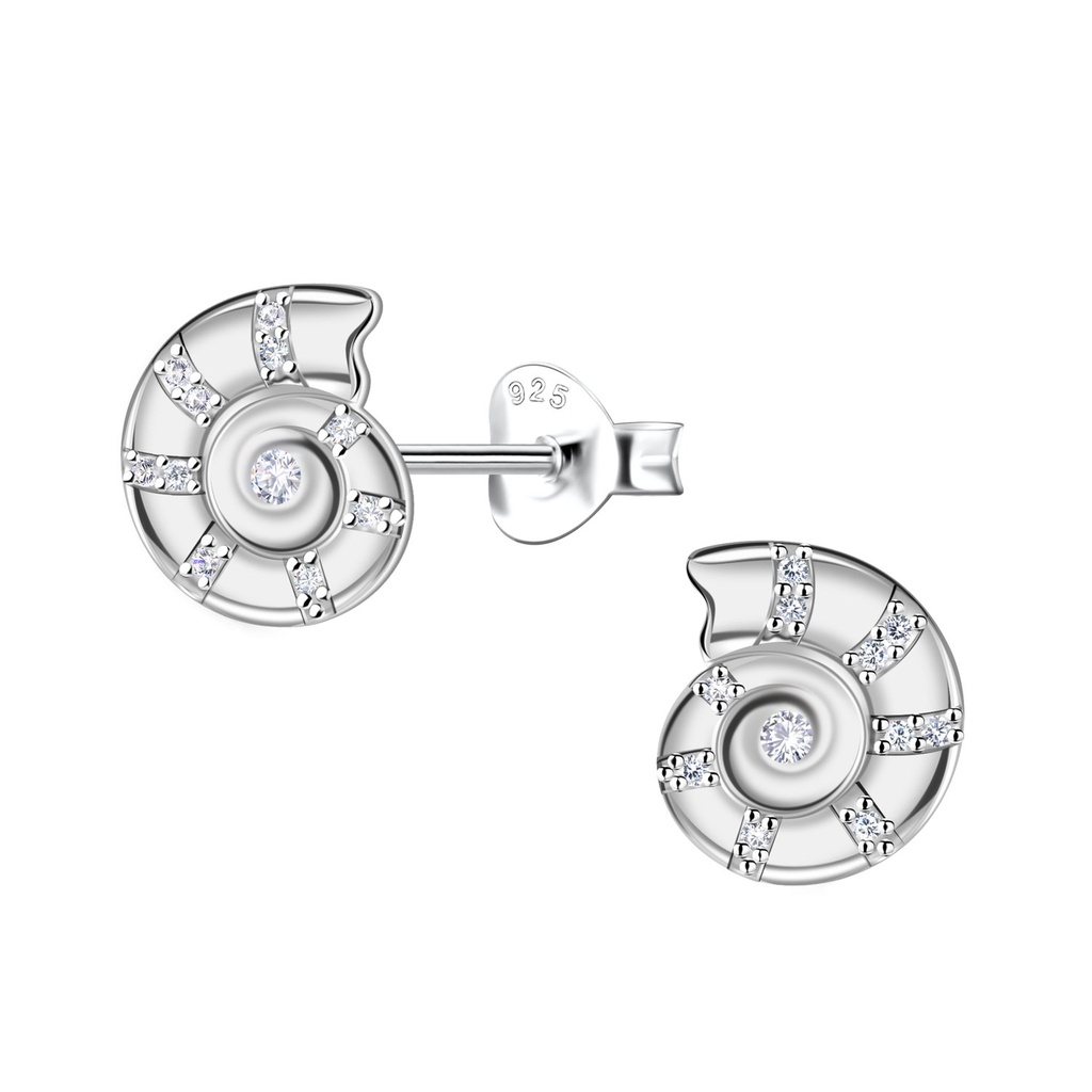Silver Shell Stud Earrings