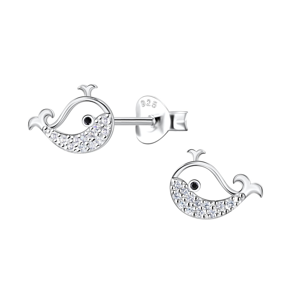 Silver Whale Cord Earrings