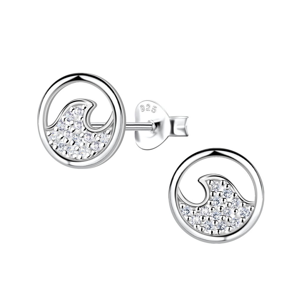 Puces d'oreilles vague en argent