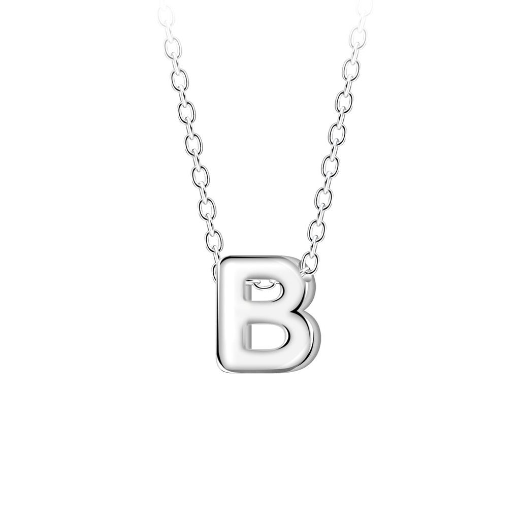 Collier de perles lettre B en argent