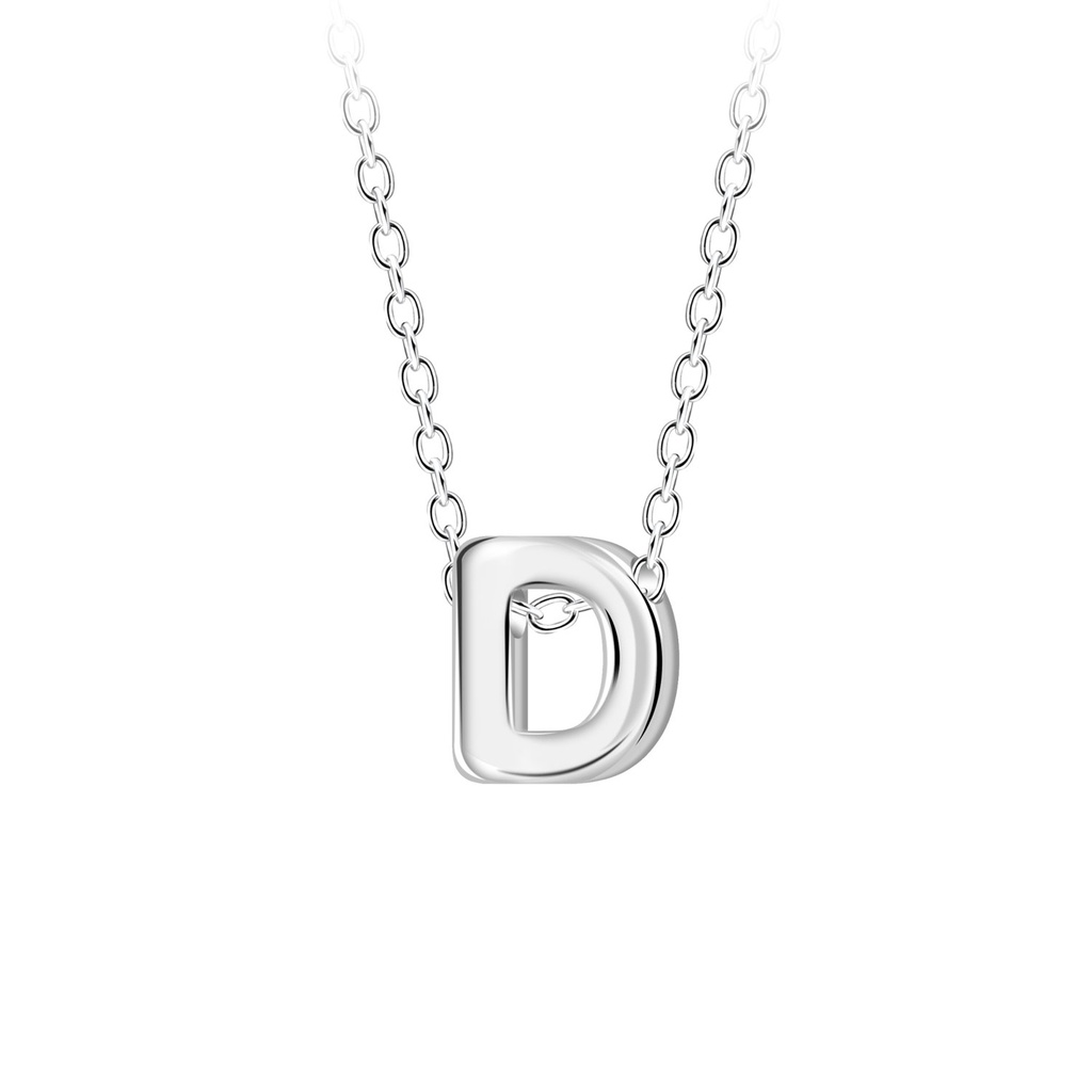 Collier de perles lettre D en argent