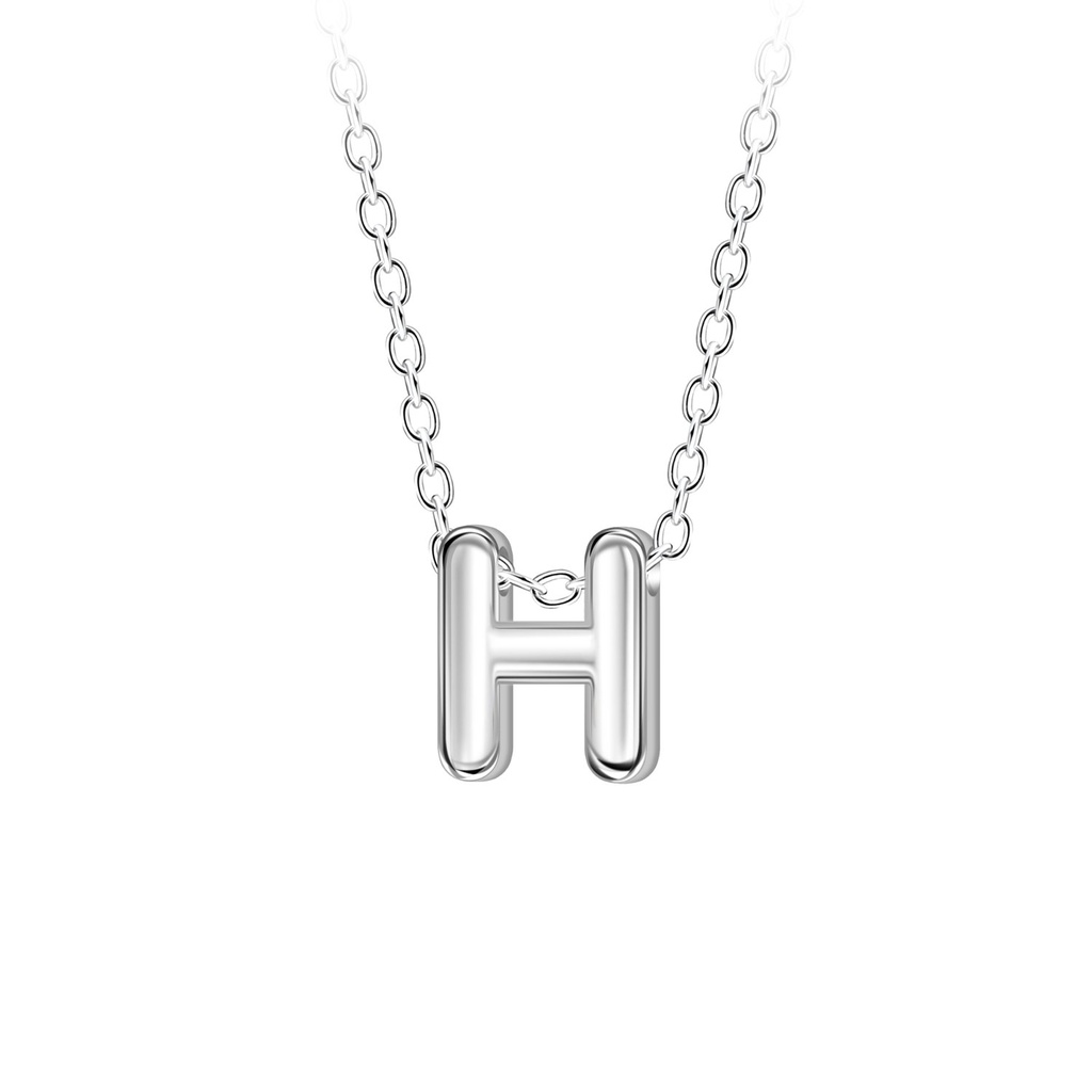 Collier de perles lettre H en argent