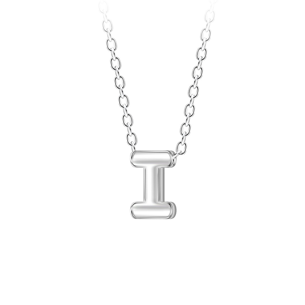 Collier de perles lettre I en argent