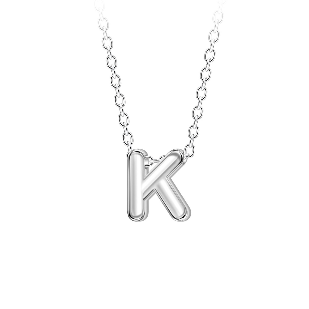 Silver Letter K Beaded Necklace