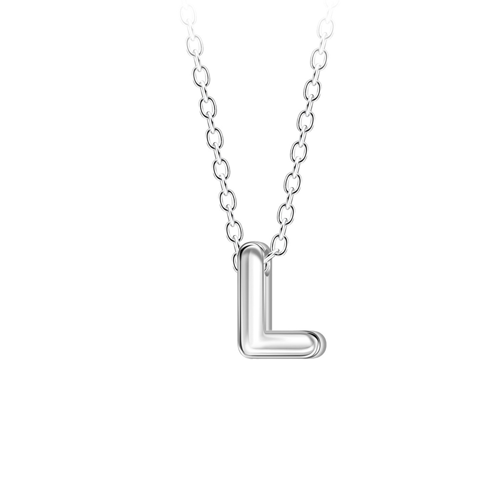 Collier de perles lettre L en argent