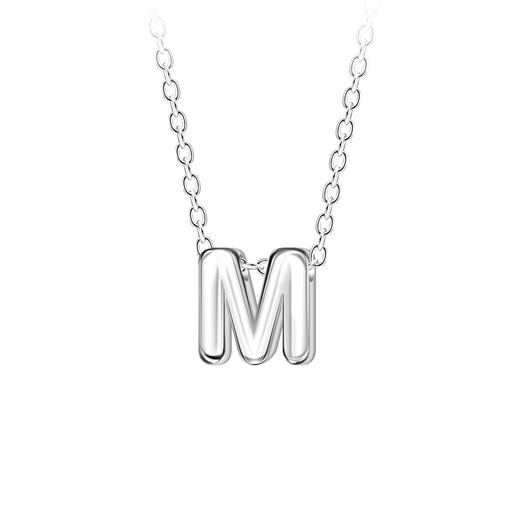 Silver Letter M Beaded Necklace