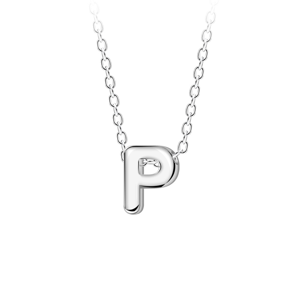 Collier de perles lettre P en argent