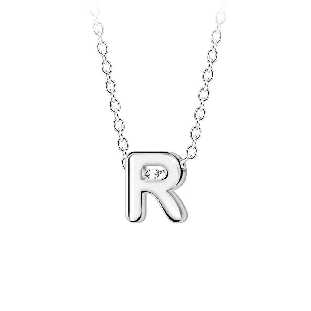 Silver Letter R Beaded Necklace