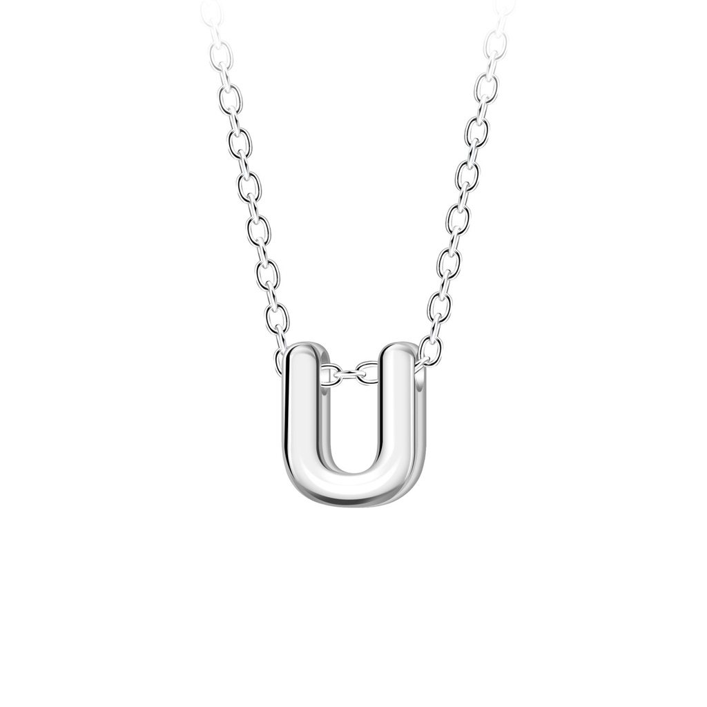 Collier de perles lettre U en argent