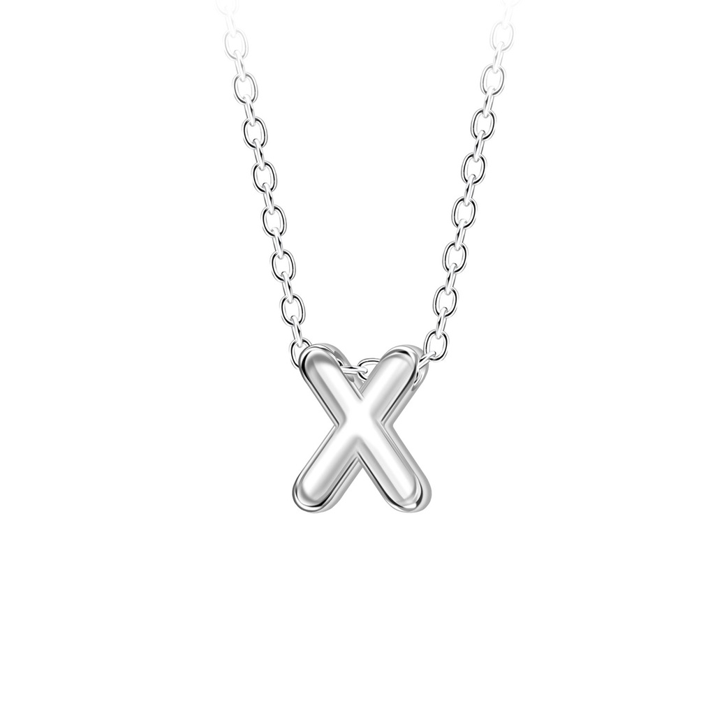 Silver Letter X Beaded Necklace