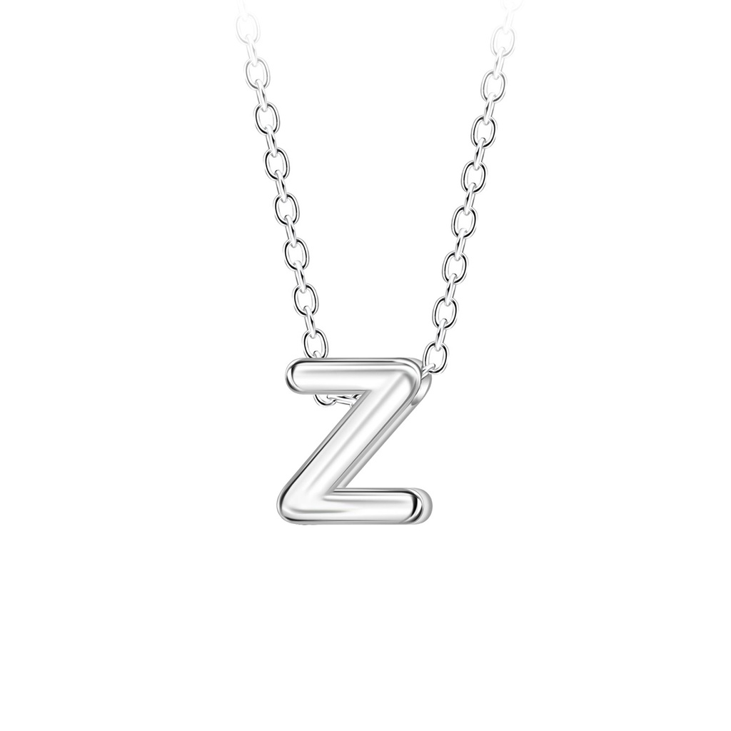 Silver Letter Z Beaded Necklace