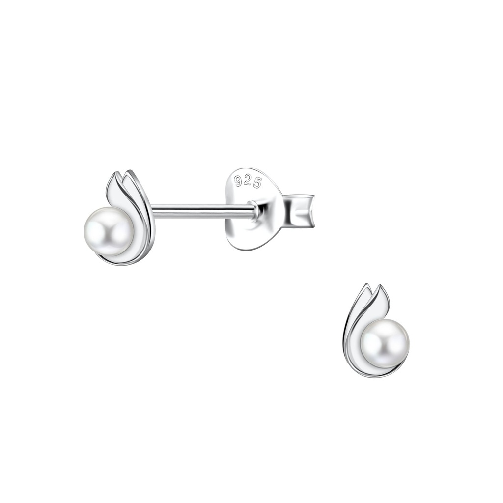 Puces d'oreilles volute en argent avec perle