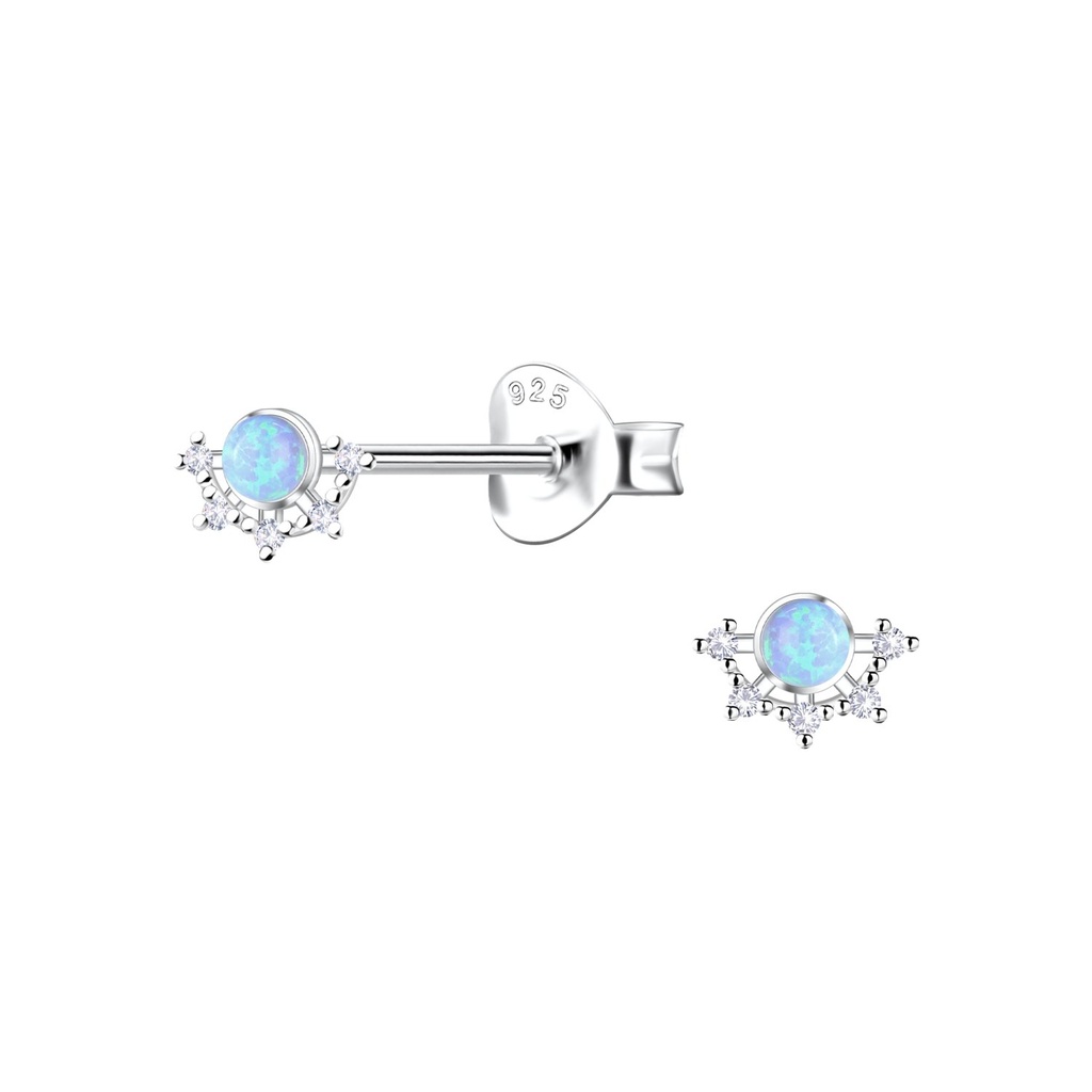 [10036164] Puces d'oreilles opale fleur en argent