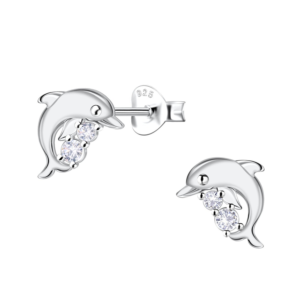 Silver Dolphin Stud Earrings