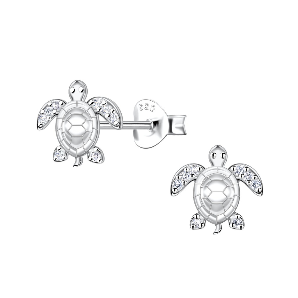 Silver Turtle Stud Earrings