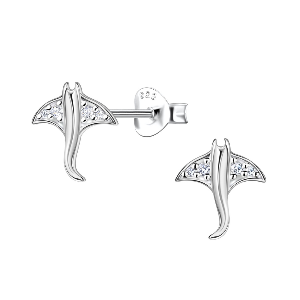 Silver Stingray Stud Earrings