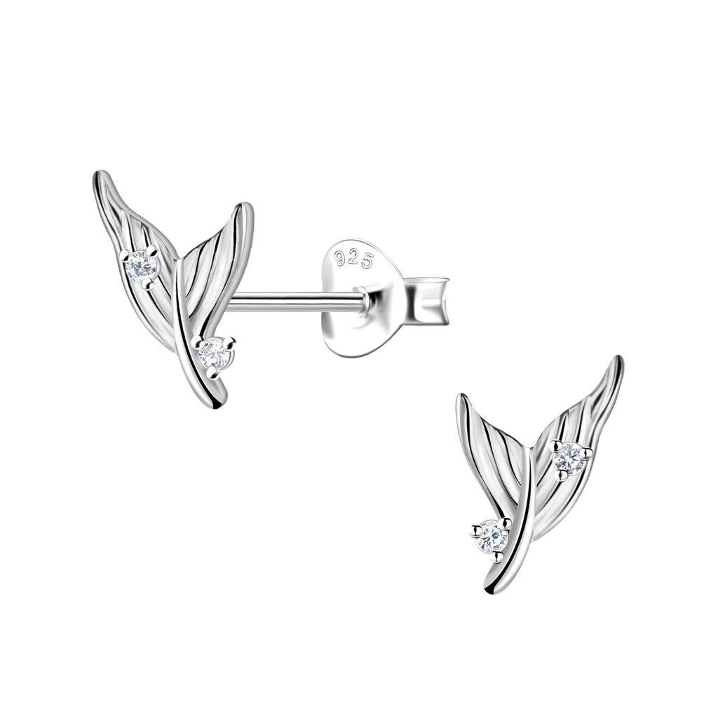 Silver Mermaid Tail Stud Earrings