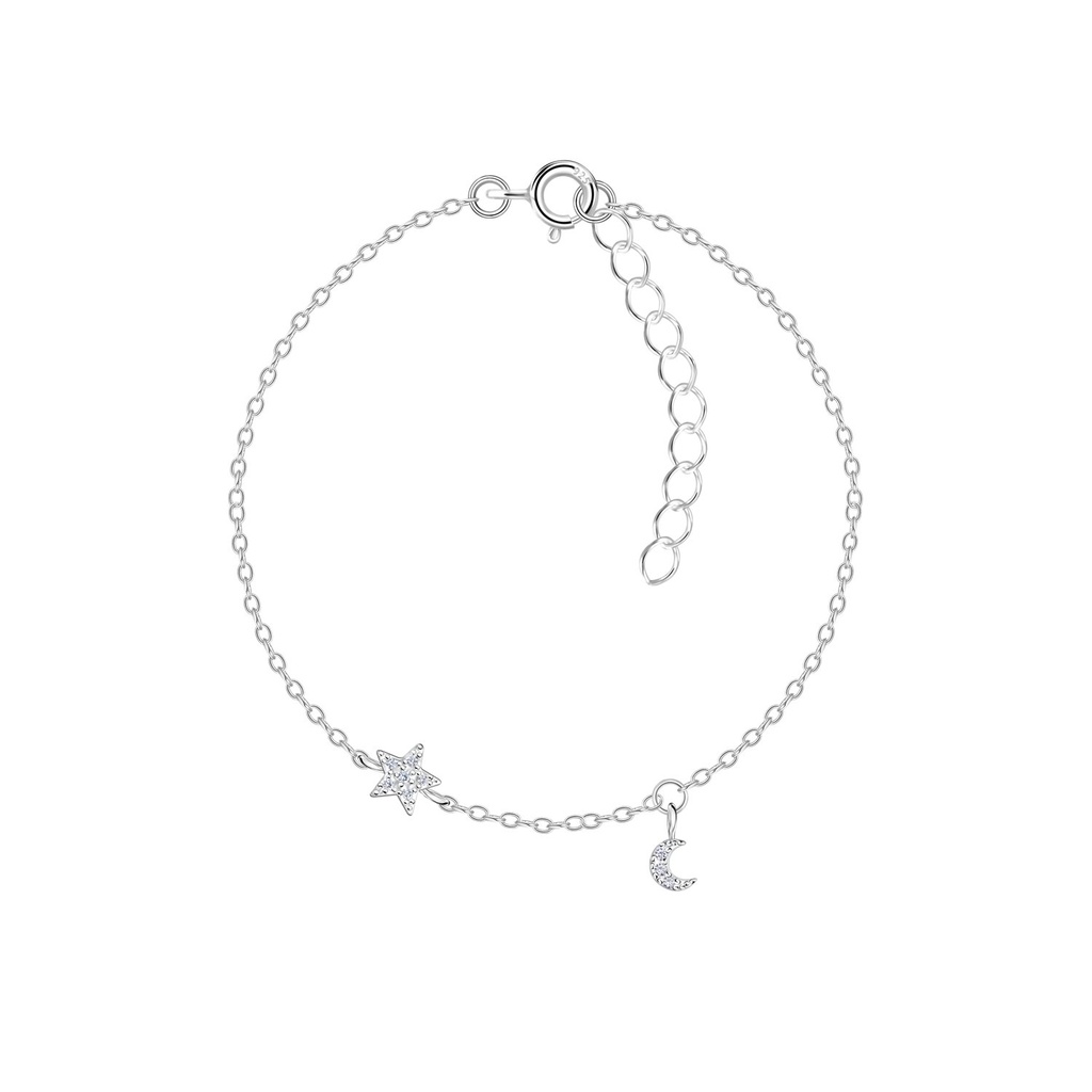 Silver Star and Moon Bracelet