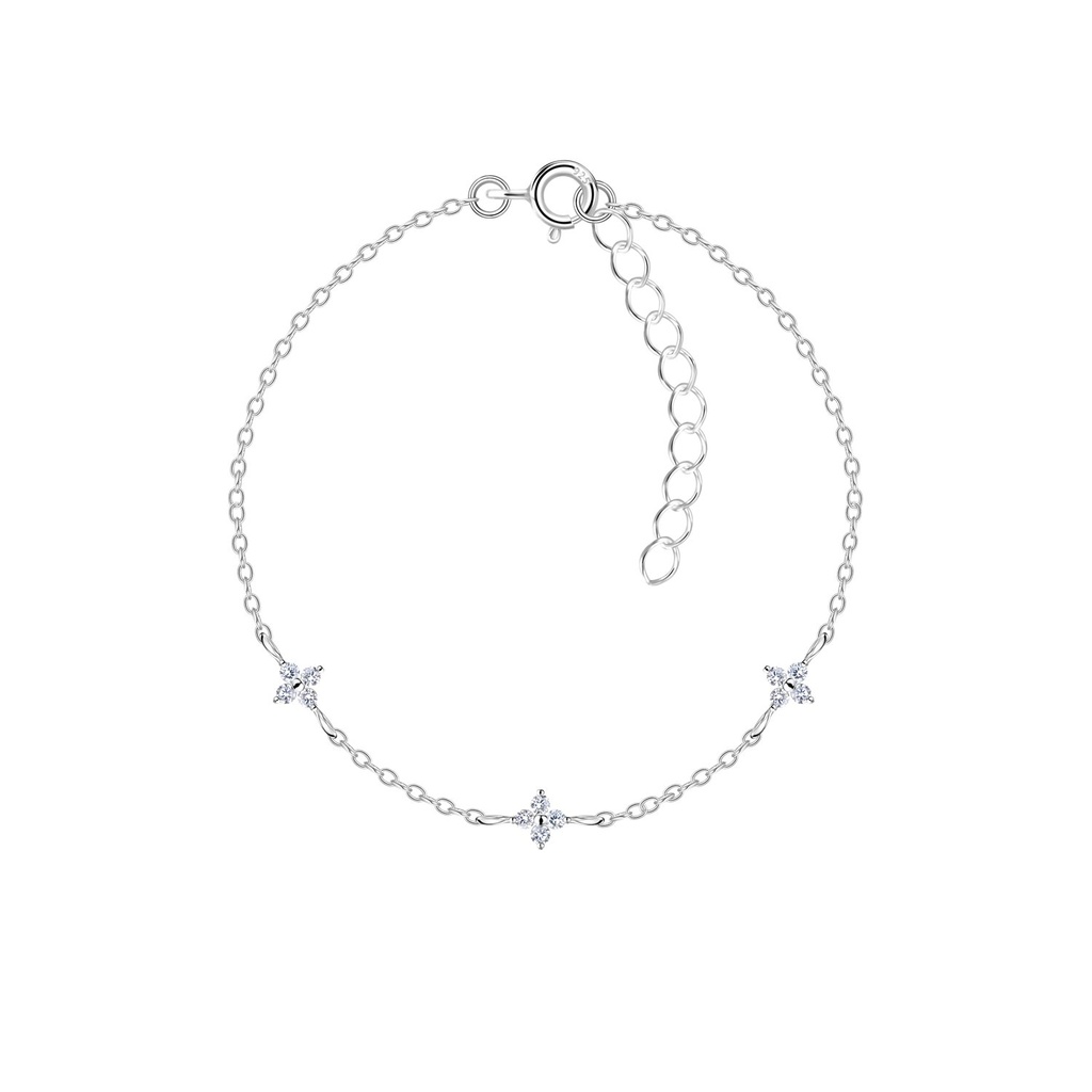 [10034349] Silver Triple Flower Bracelet