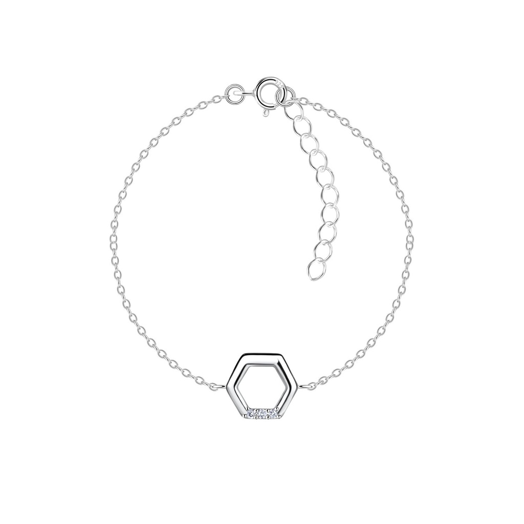[10036507] Bracelet hexagone en argent