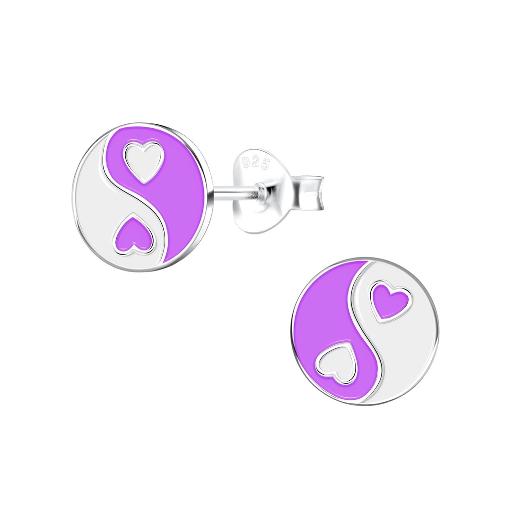 [10015146] Puces d'oreilles yin yang en argent