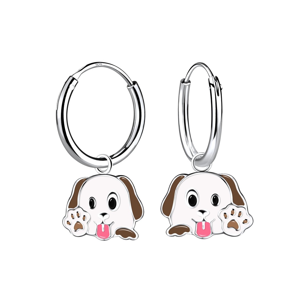 [10033570] Créoles breloque chien en argent