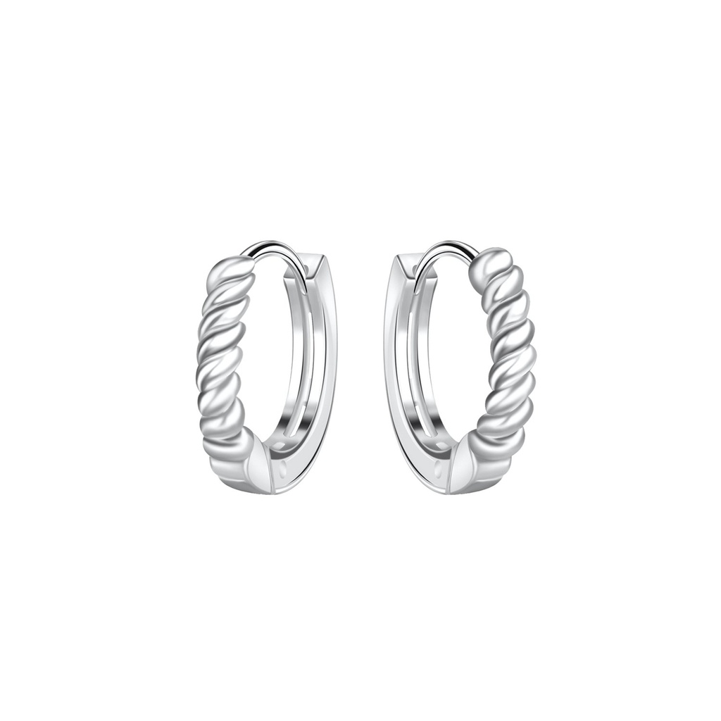 [10035969] Créoles huggie torsadées en argent 10 mm