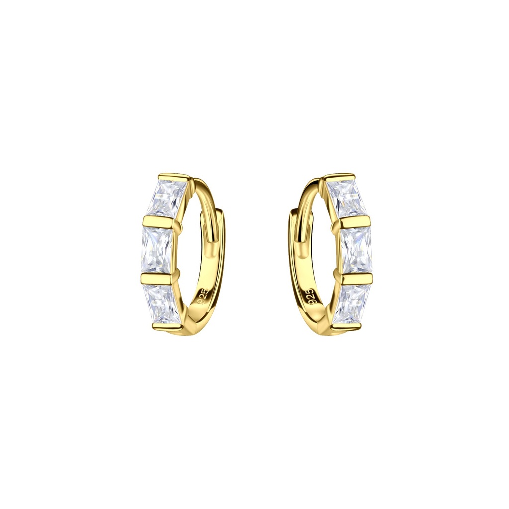 [10034093] Créoles huggie géométriques en argent 11 mm