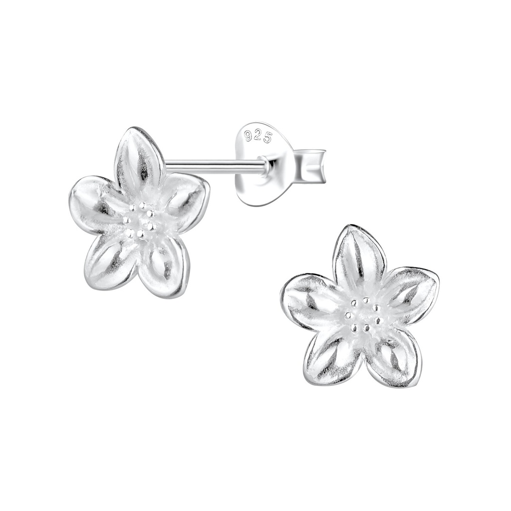 Puces d'oreilles fleur en argent