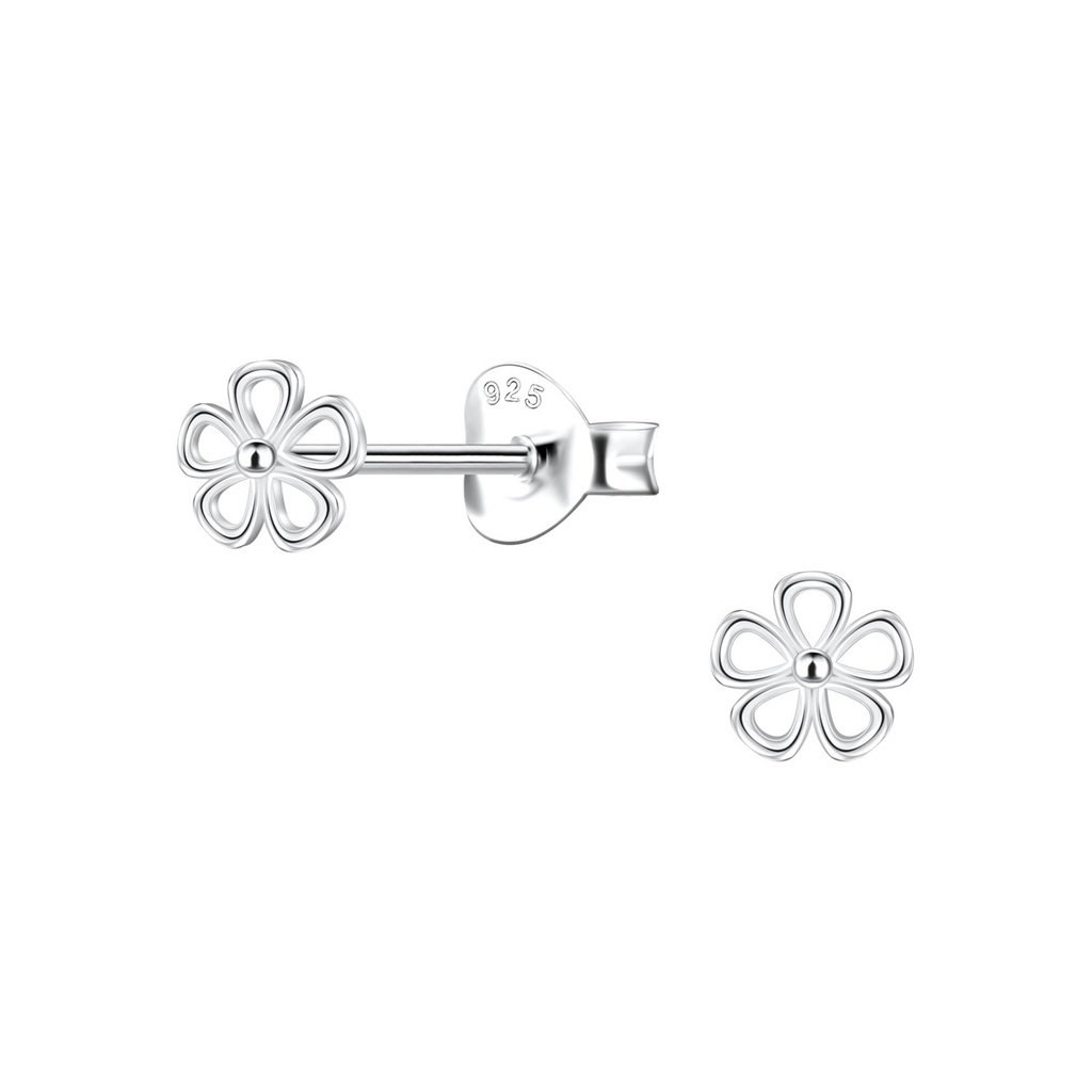 Silver Flower Stud Earrings