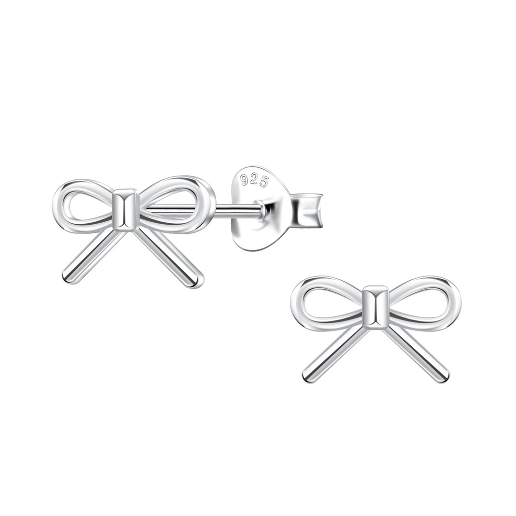 Silver Bow Stud Earrings