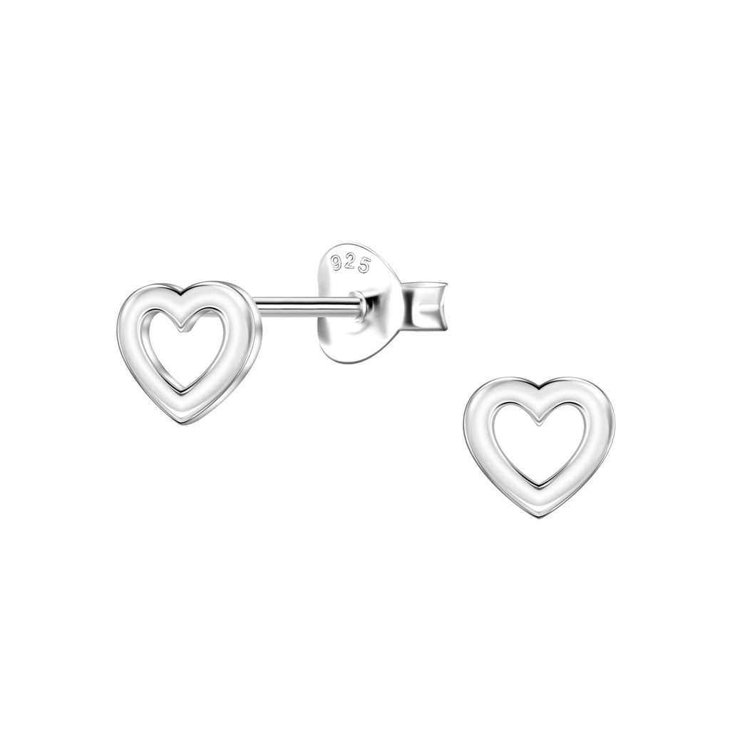 Silver Heart Stud Earrings