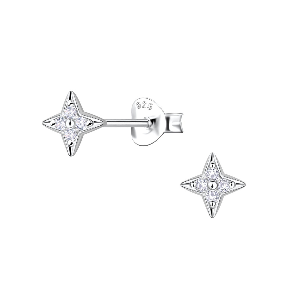 [10034652] Silver Flower Stud Earrings
