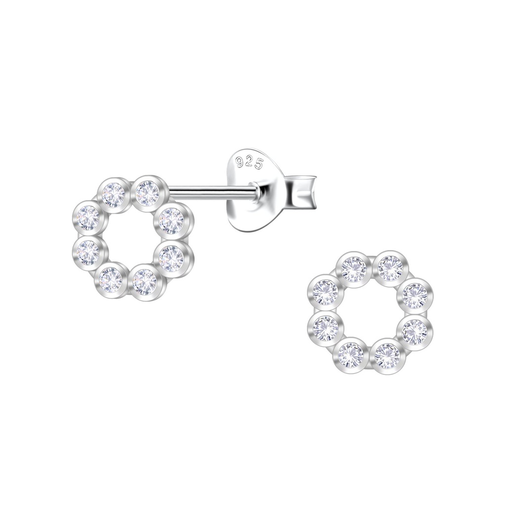 Puces d'oreilles fleur en argent