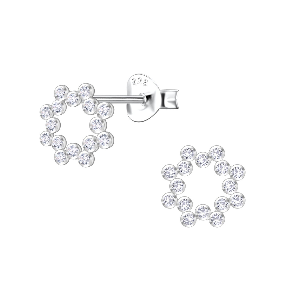 Silver Flower Stud Earrings