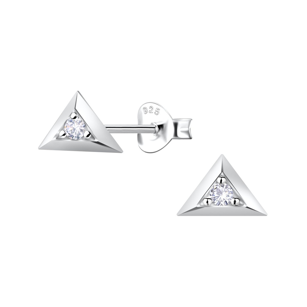 Silver Triangle Stud Earrings