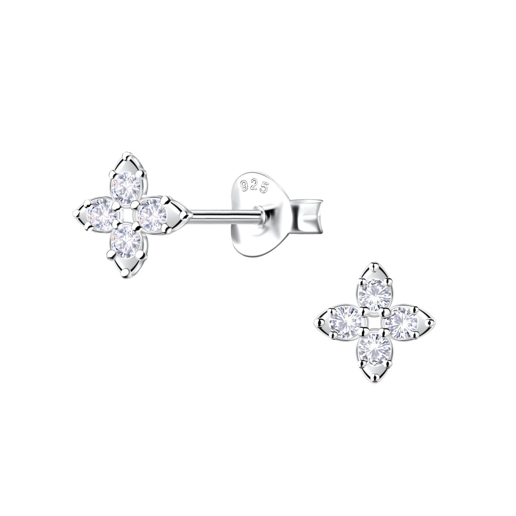 Silver Flower Stud Earrings