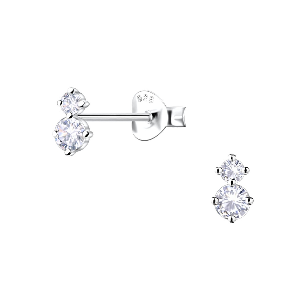 [10034643] Puces d'oreilles pierres doubles en argent