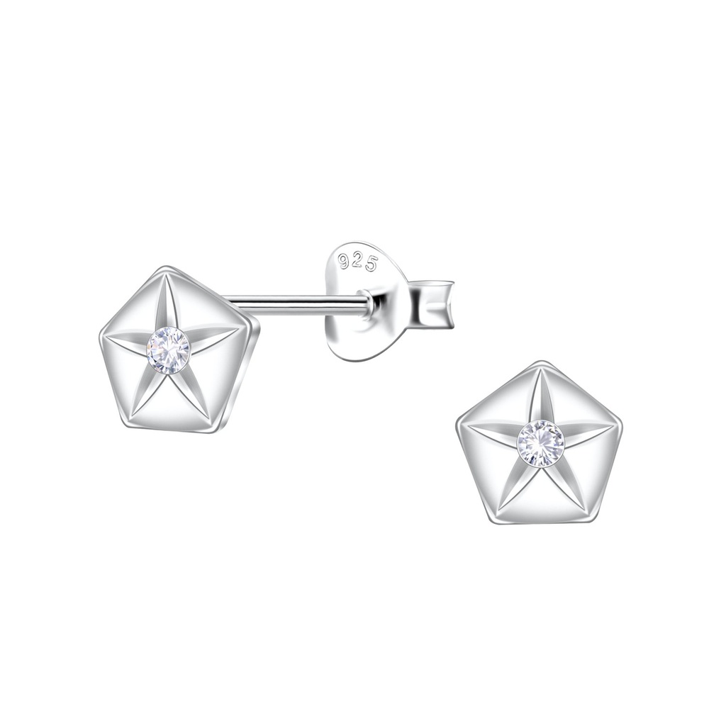 Silver Geometric Stud Earrings