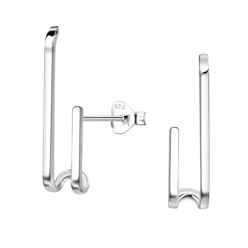 [10033807] Silver Geometric Stud Earrings