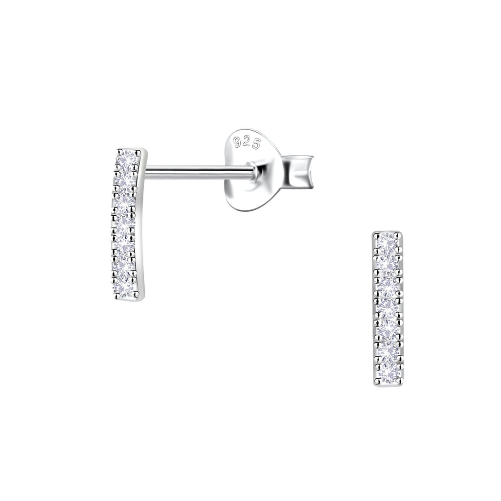 Silver Curved Bar Stud Earrings