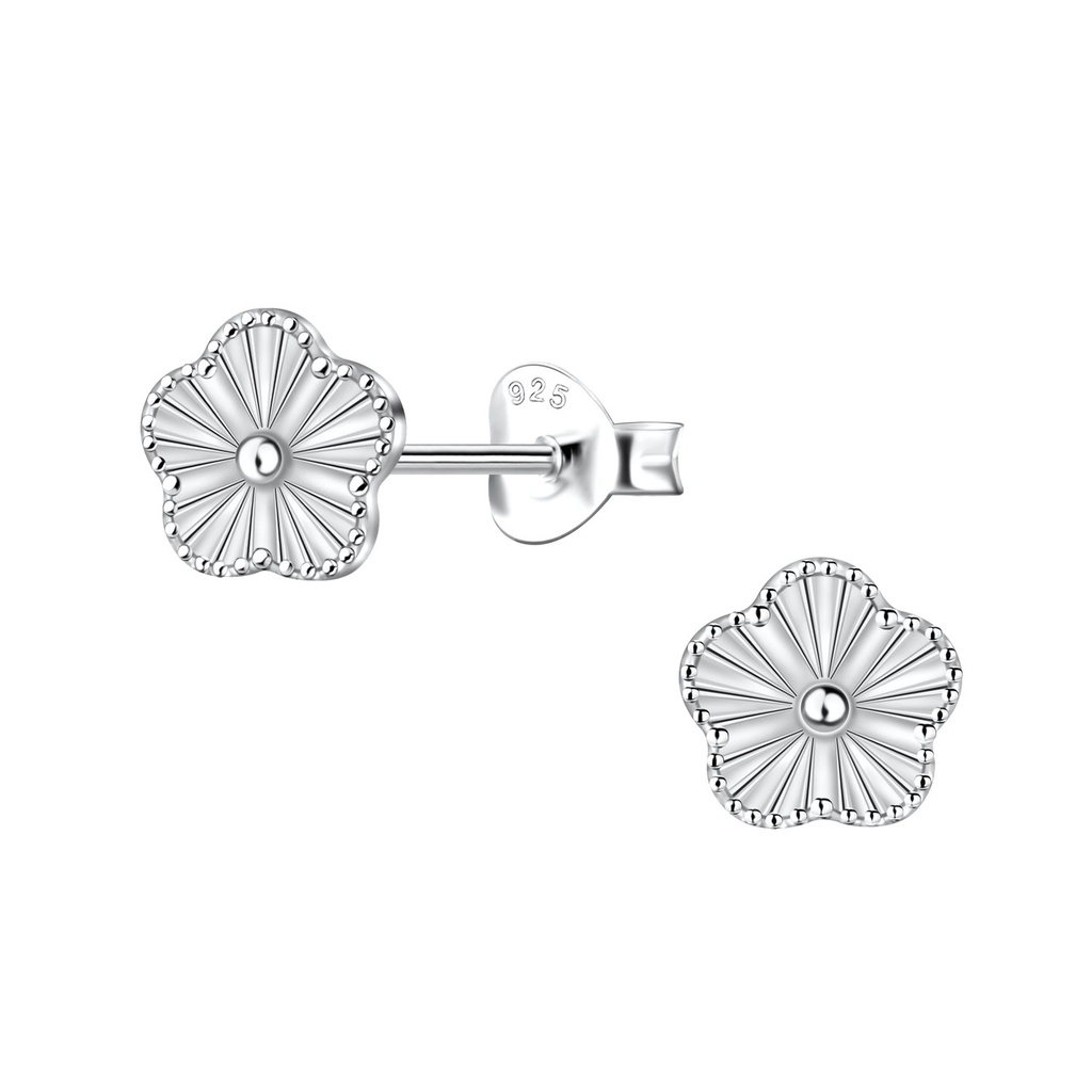 Puces d'oreilles fleur en argent