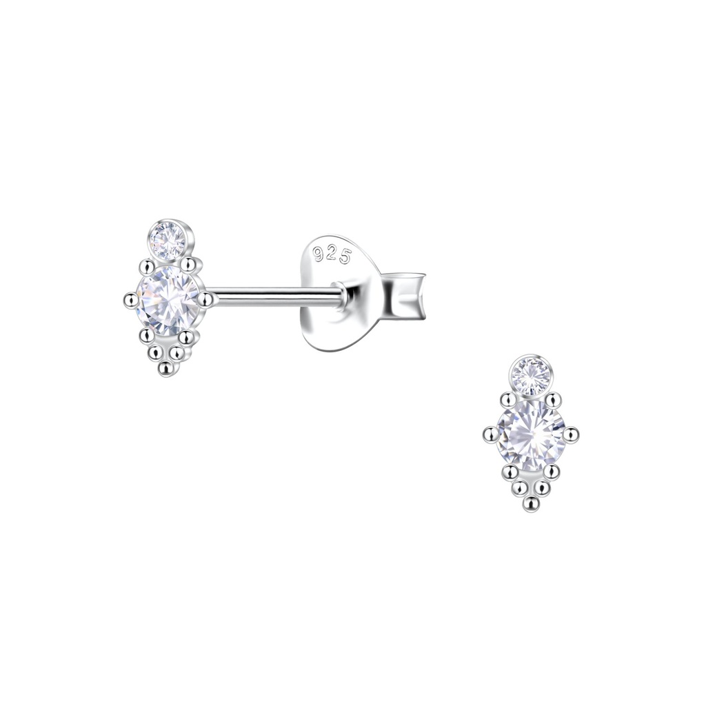 Silver Geometric Stud Earrings 