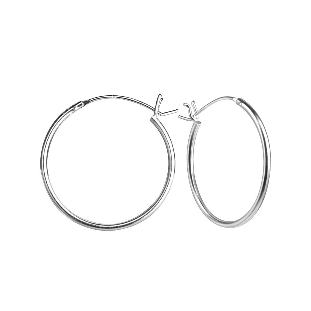[10035972] Créoles fermoir français en argent 25 mm