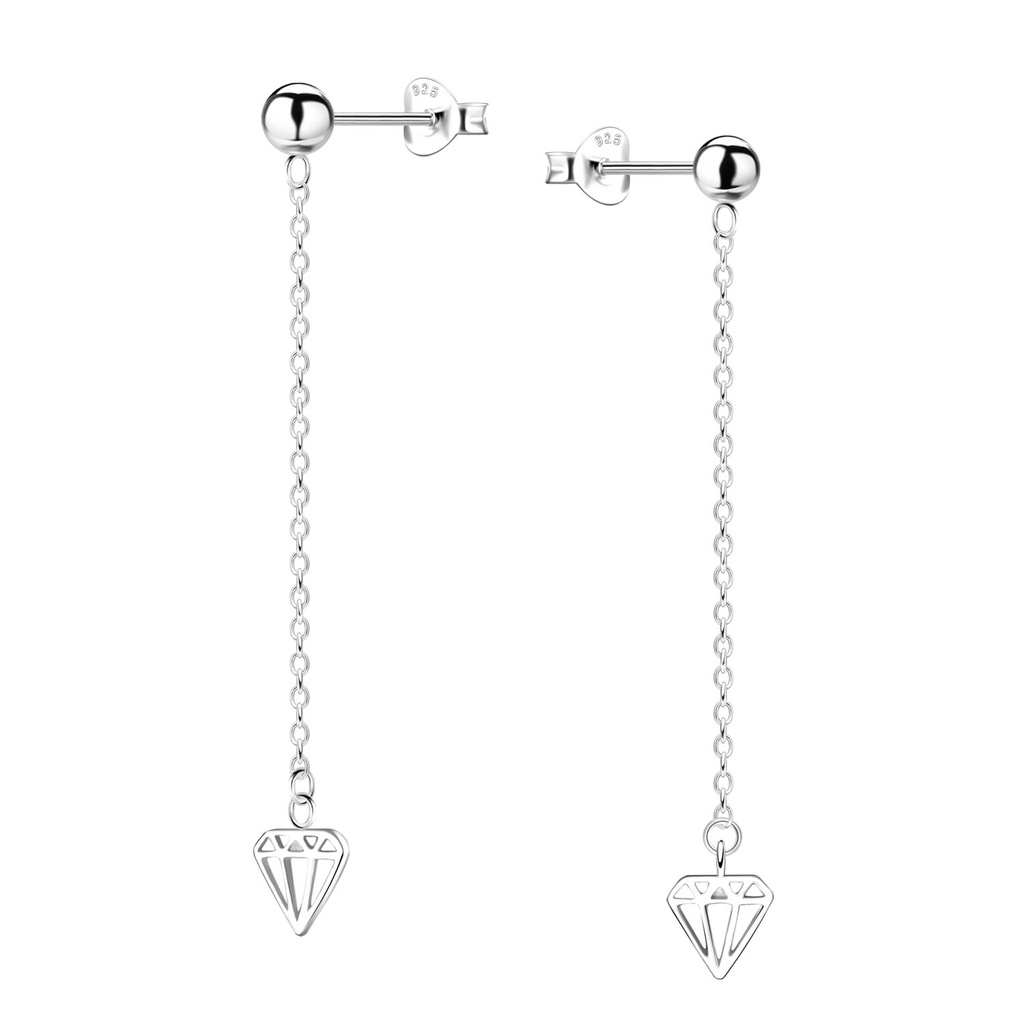 Puces d'oreilles en forme de diamant en argent