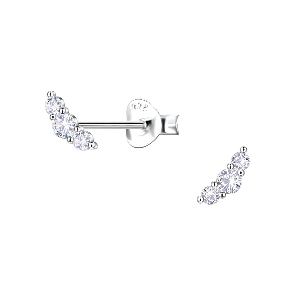 Silver Geometric Stud Earrings 