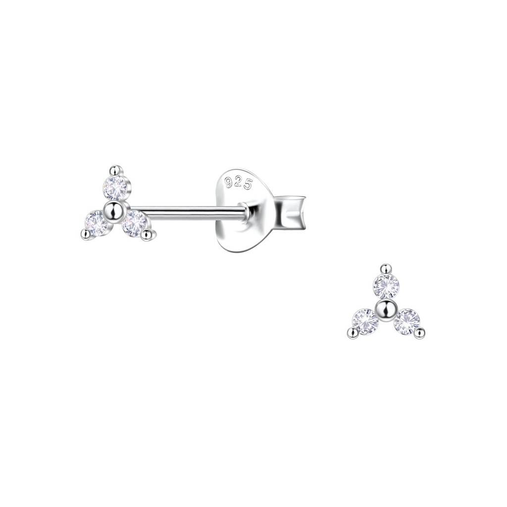 Silver Geometric Stud Earrings 