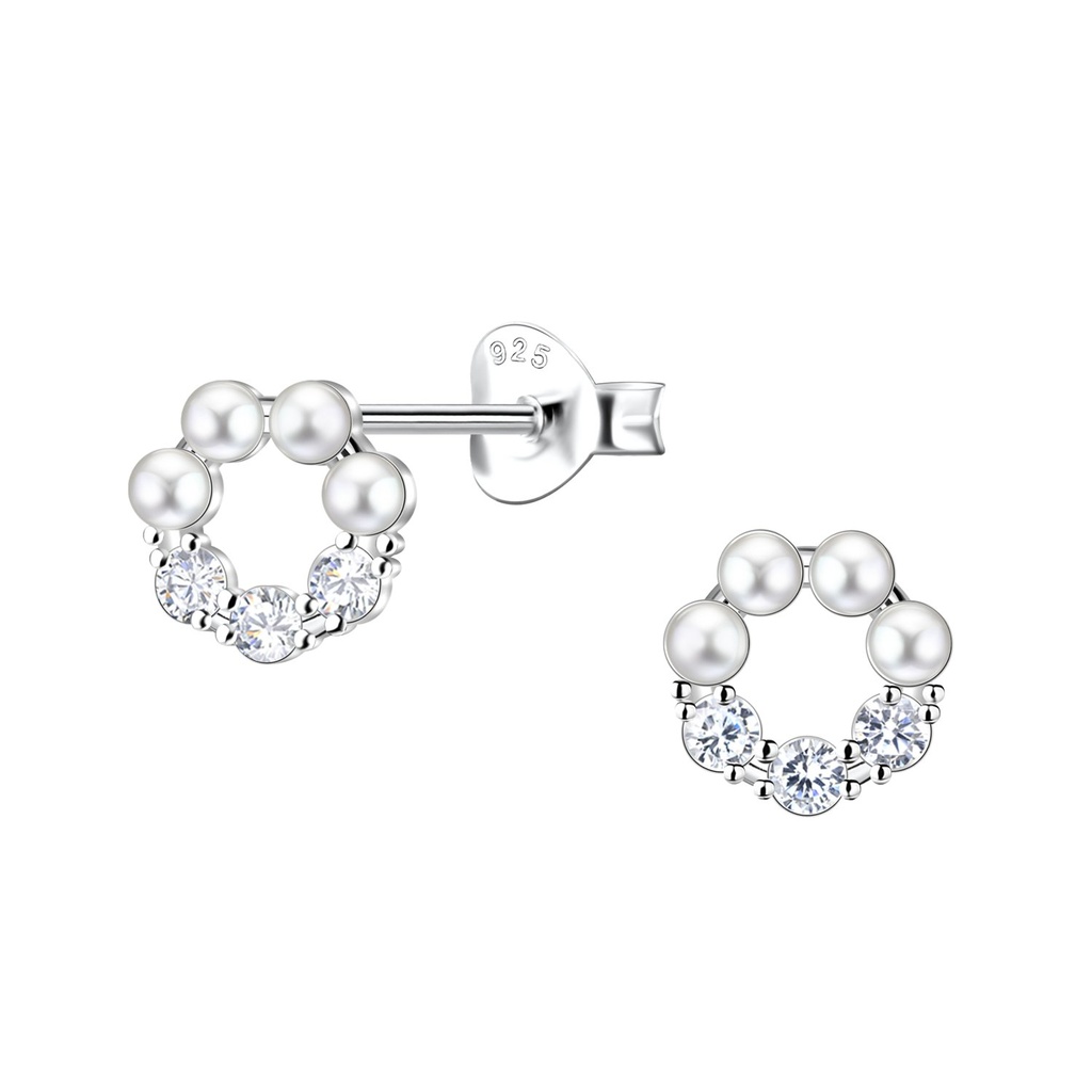 Silver Circle Stud Earrings