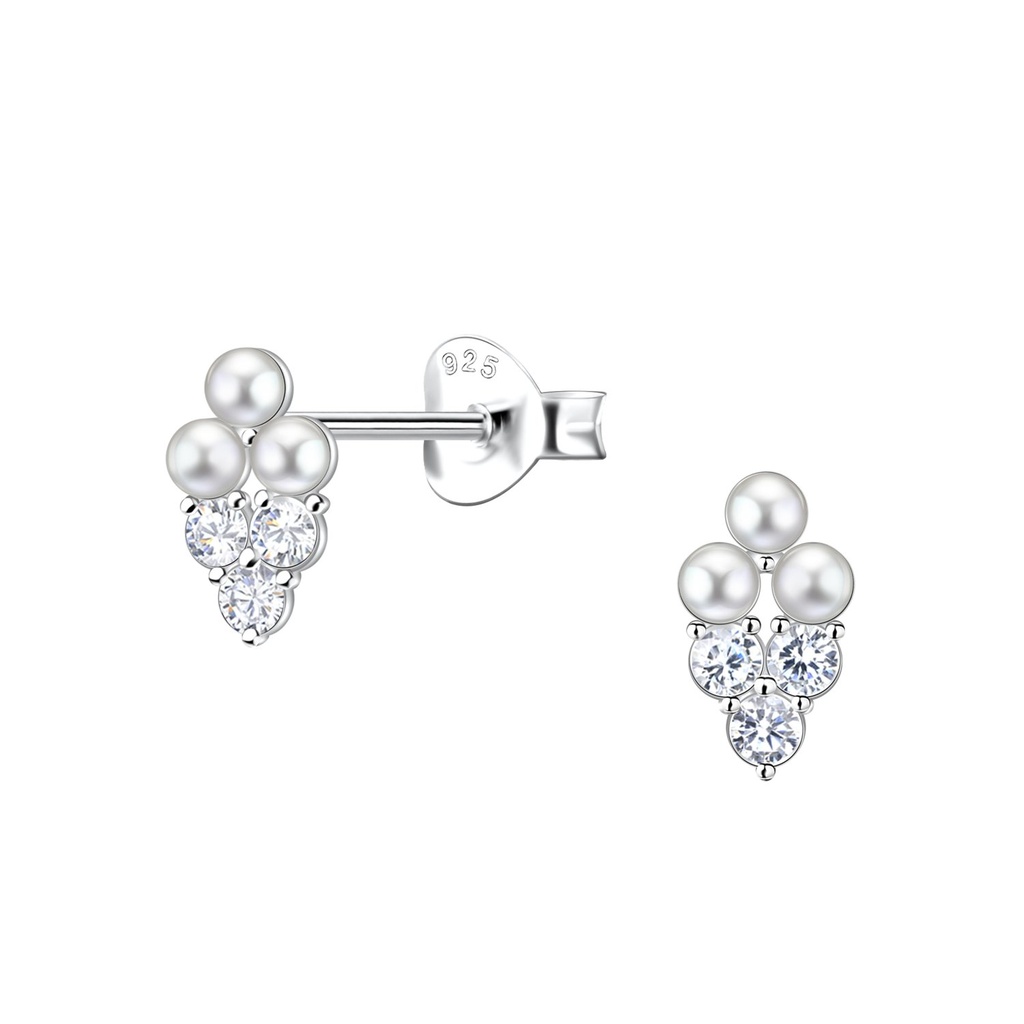 Silver Geometric Stud Earrings