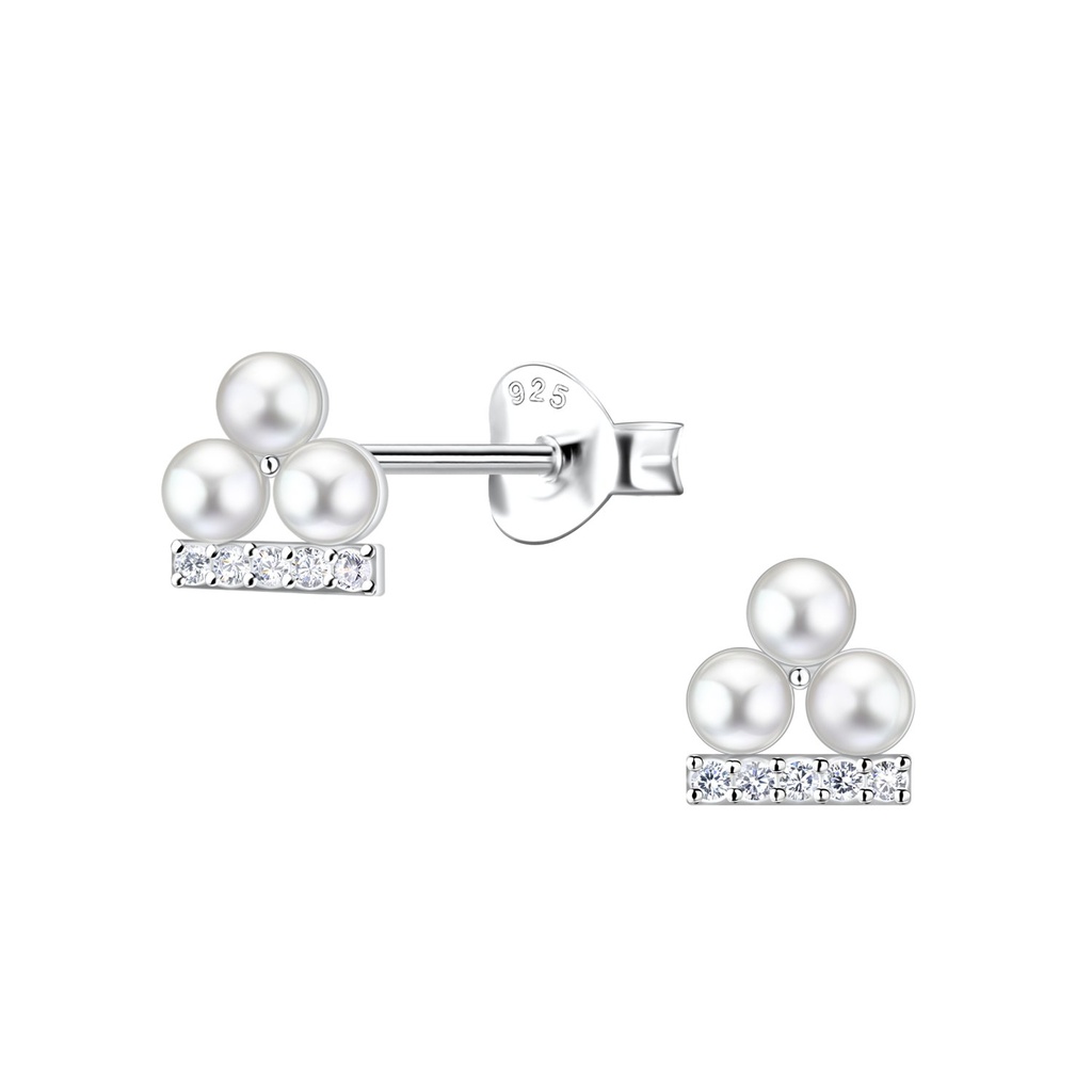 [10035346] Silver Geometric Stud Earrings